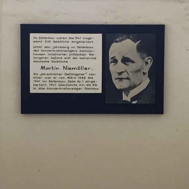 Martin Niemöller plaque in the cell he was kept in. 